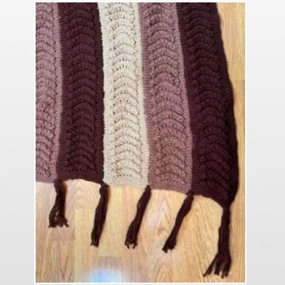 Vintage Hand Crochet Striped Home Blanket - Picture 6 of 15